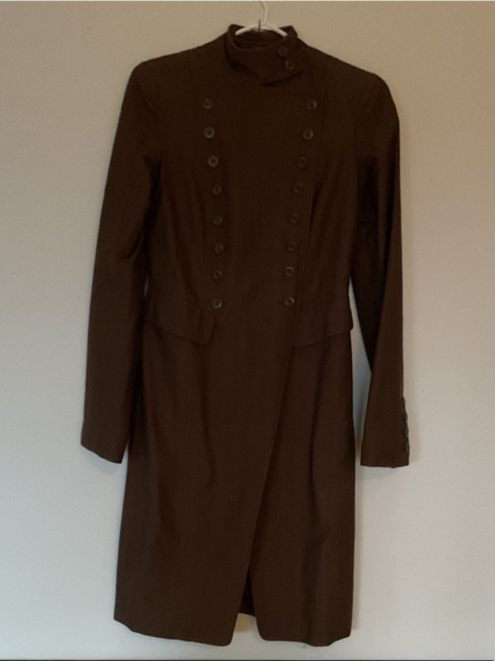 RW&CO. Dark Brown Military-Inspired Long Coat